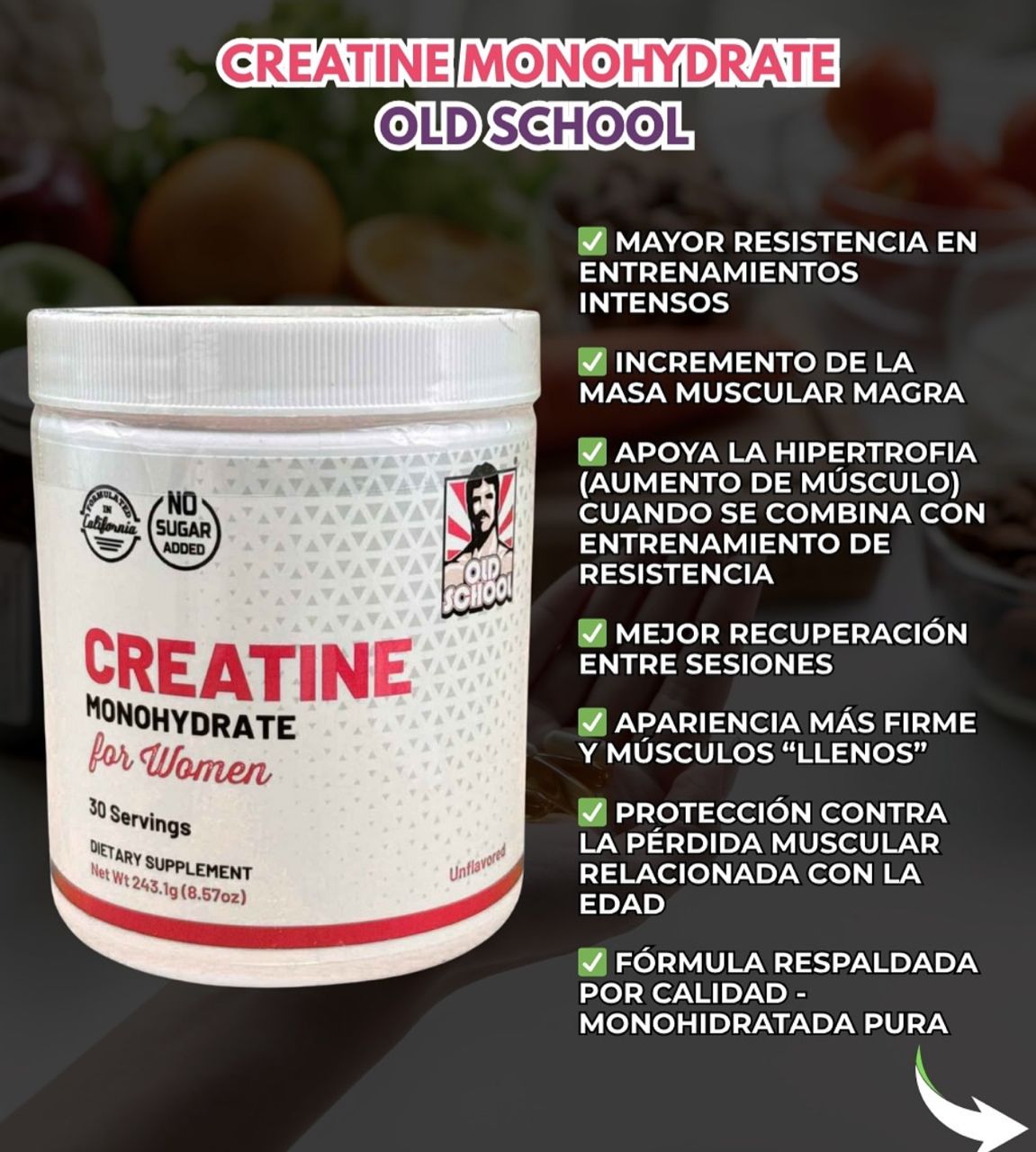 Creatina Para Mujer Old School - foto adicional 2