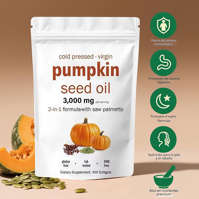 Aceite de Semilla de Calabaza - mejora del sistema inmunológico, protección digestiva, promueve el sueño, nutrición para la piel y el cabello, rico en nutrientes premium
