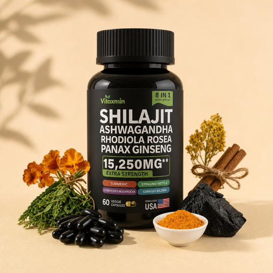 Shilajit 8 en 1 con ashwagandha y ginseng, foto de producto